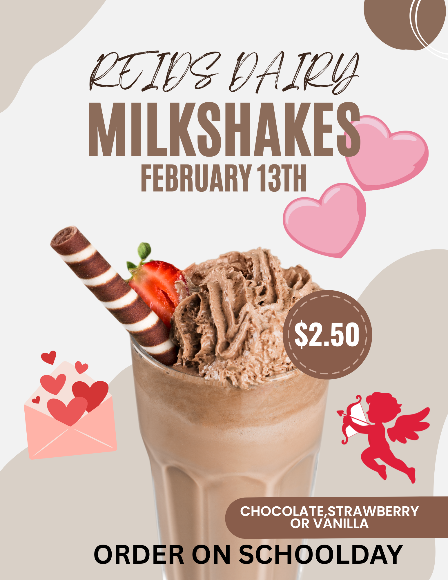 Beige Minimalist Ice Cream Milkshake Flyer