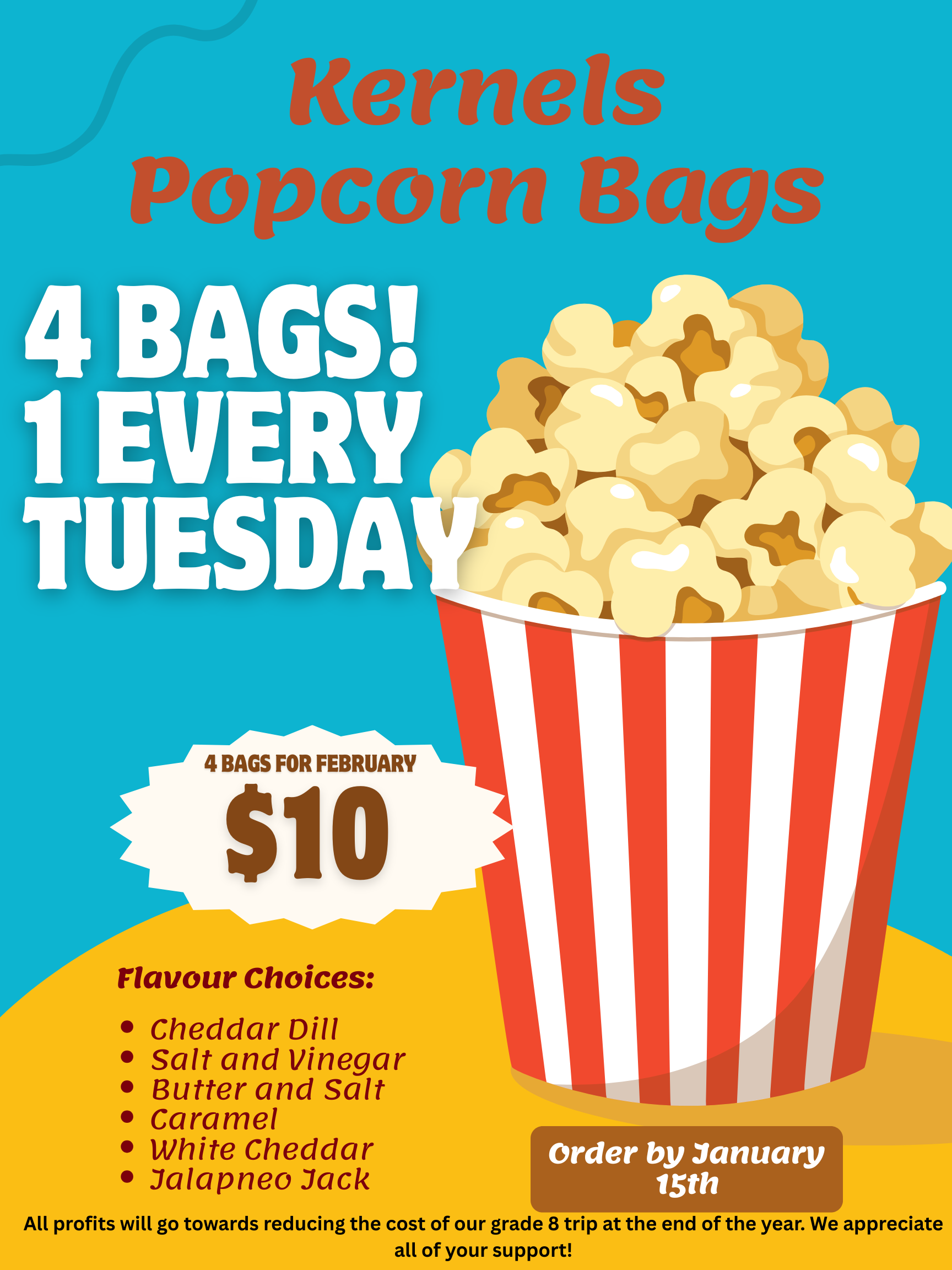 Blue Yellow Vibrant Popcorn Food Business Promotion Poster