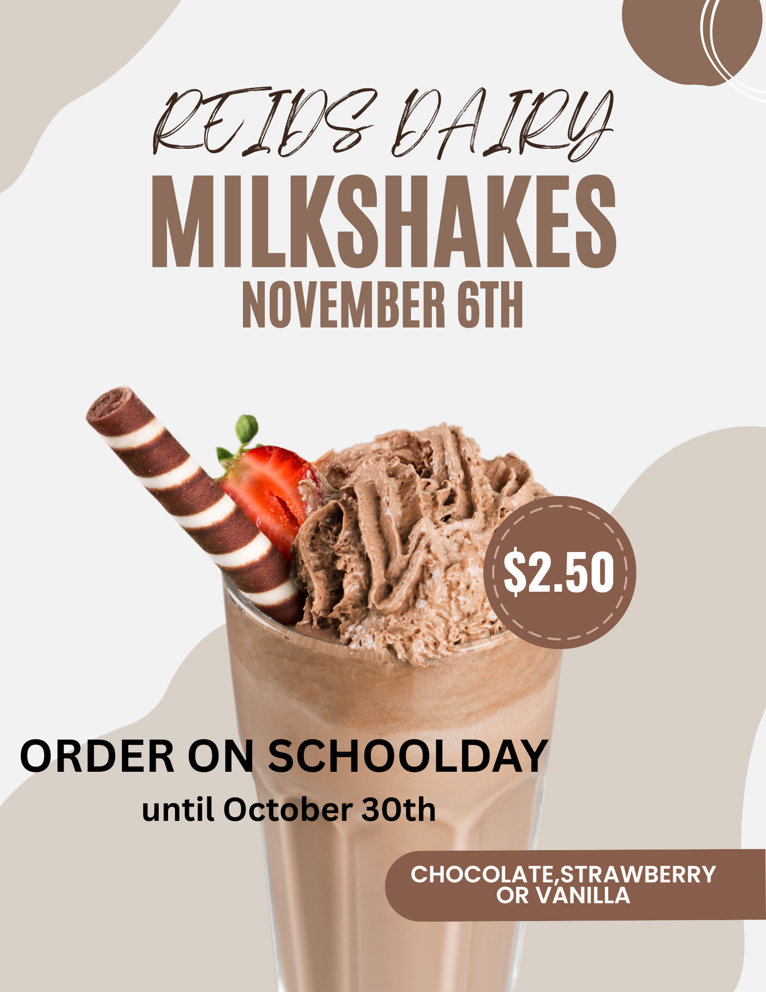 Beige Minimalist Ice Cream Milkshake Flyer