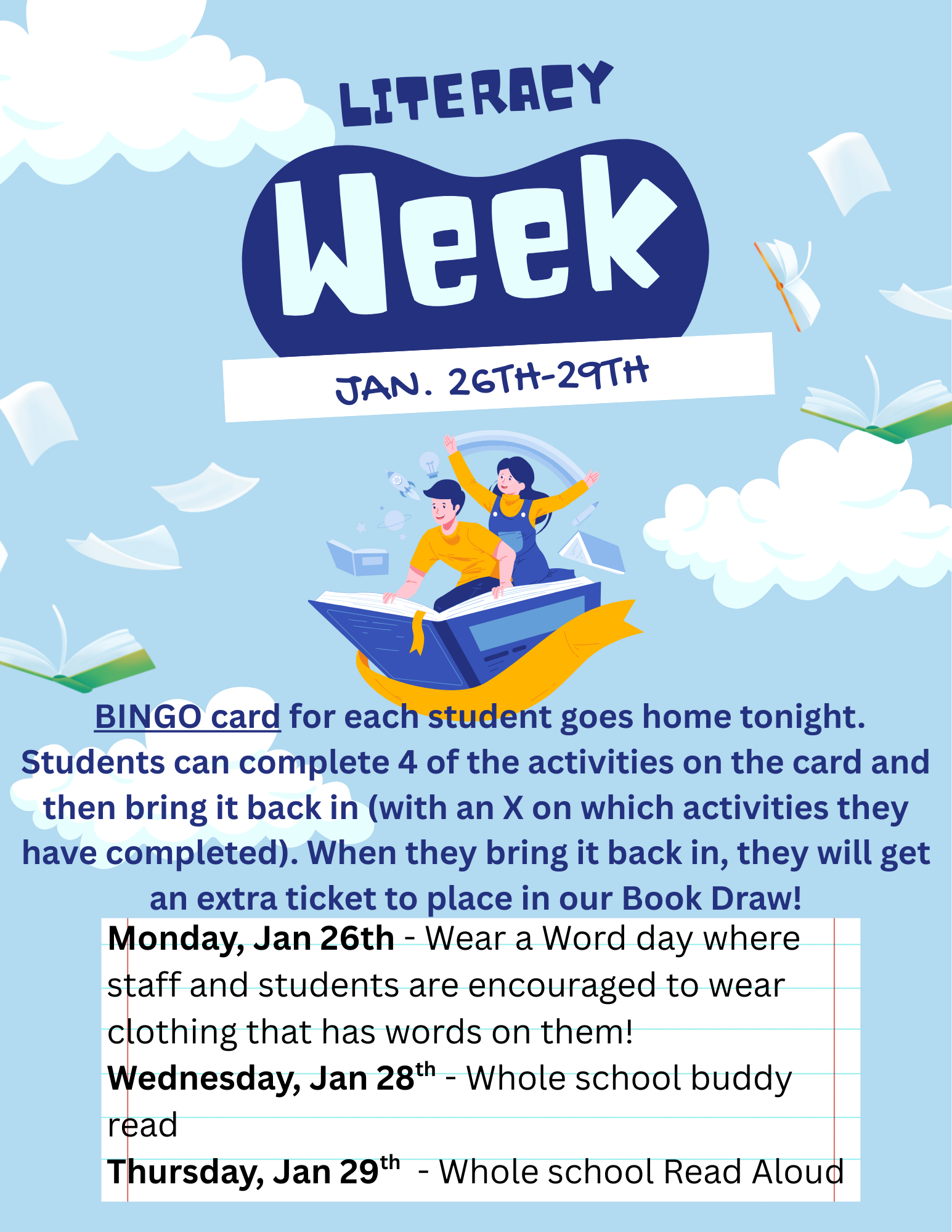 Blue And Yellow Playful Literacy & Storytelling Week Event Invitation