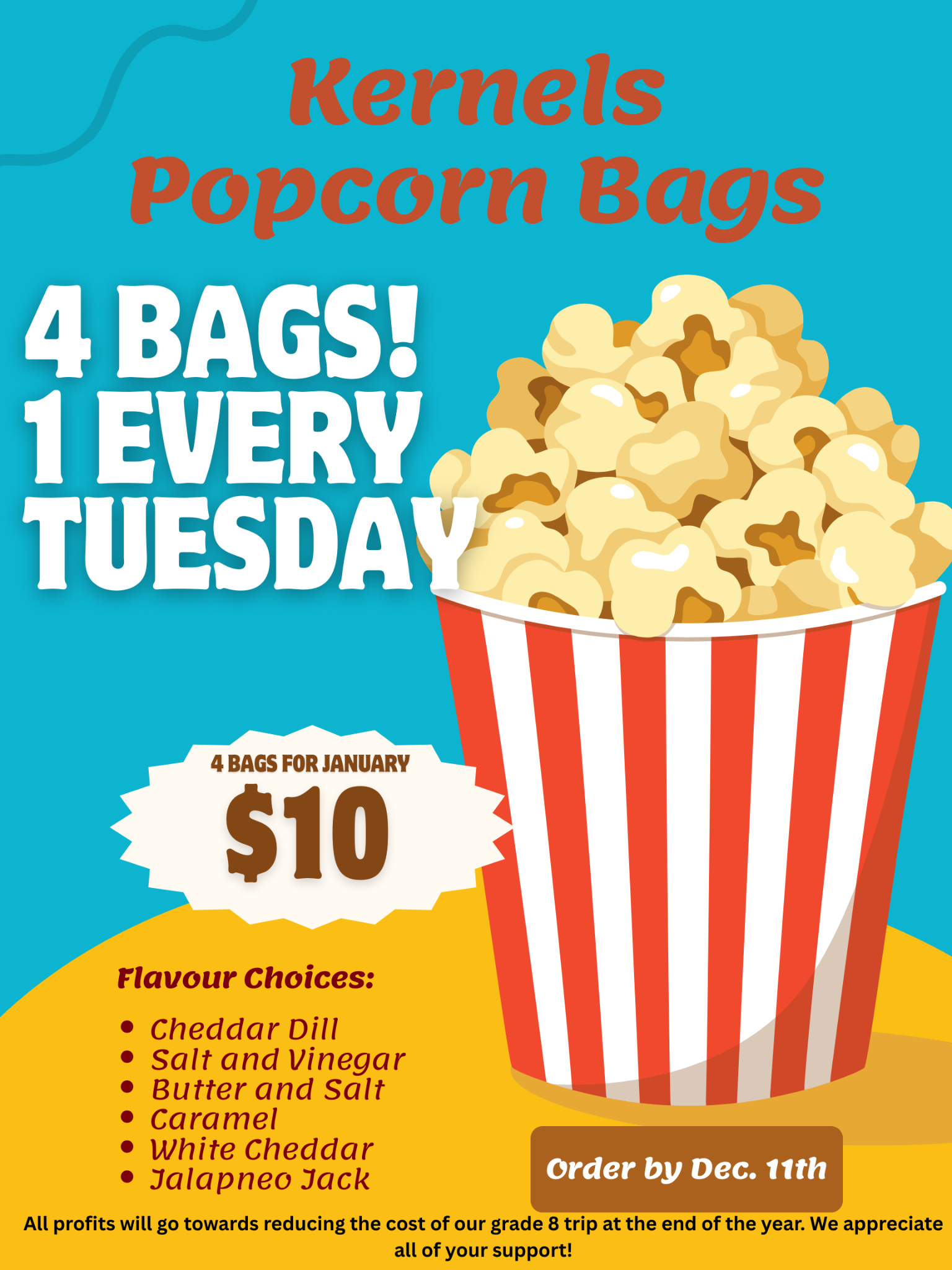 Blue Yellow Vibrant Popcorn Food Business Promotion Poster