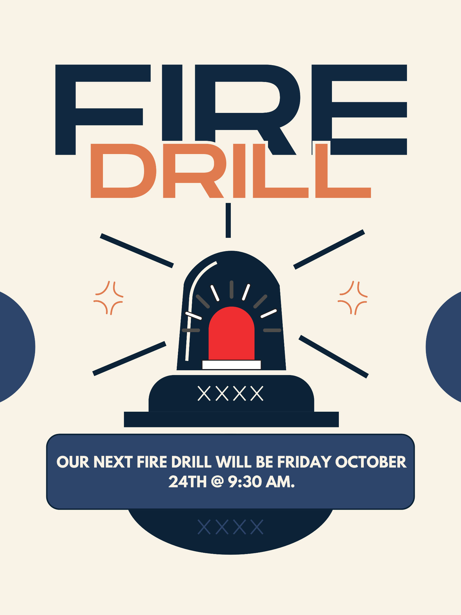 Cream and Navy Illustrated Fire Alarm Metal Sign