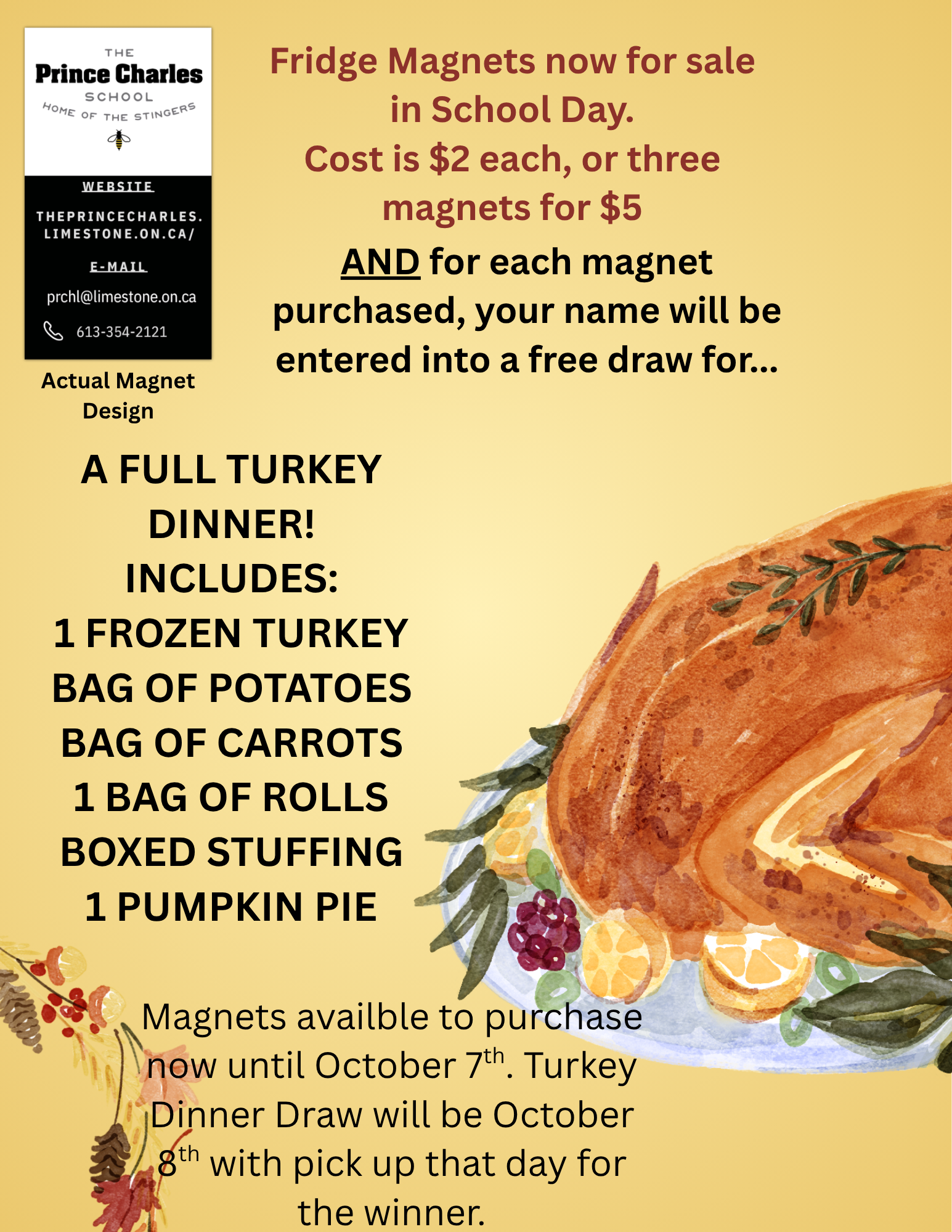 Brown & Red Illustrative Thanksgiving Turkey Giveaway Flyer
